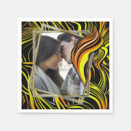 クリエイティブブラック、イエロー、オレンジのシームレス抽象的 スタンダードカクテルナプキン