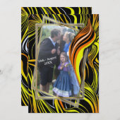 クリエイティブブラック、オレンジ、ホワイトのシームレス抽象的 招待状 (正面/裏面)