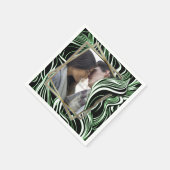 クリエイティブブラック、ホワイト、グリーンのシームレスな抽象的 スタンダードカクテルナプキン (角)