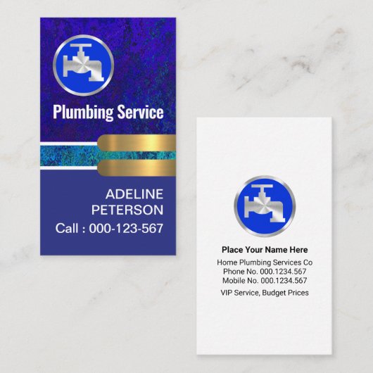 クリエイティブブルーグランジウォーターズ配管 名刺 (正面/裏面)