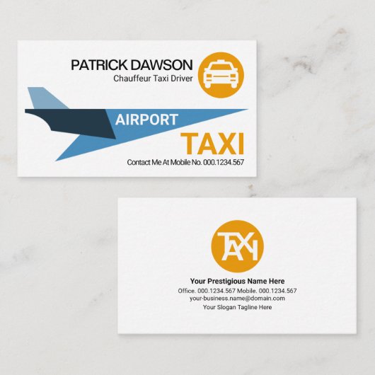 クリエイティブブルースカイジェット機空港タクシー 名刺 (正面/裏面)