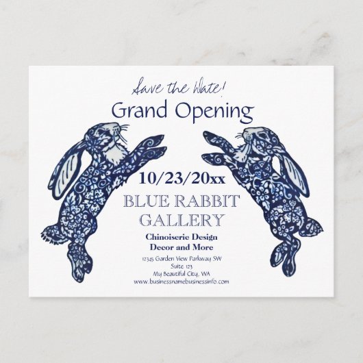 クリエイティブブルーバニービジネスグランドオープン日 案内ポストカード (正面)