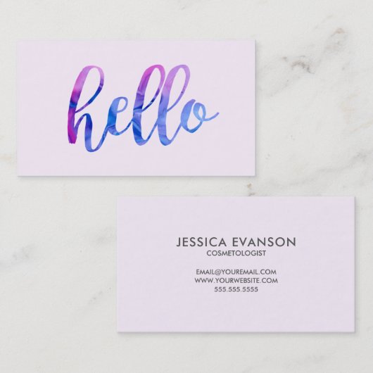 クリエイティブブルーパープルウォーターカラーハロータイポグラフィ 名刺 (正面/裏面)