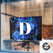 クリエイティブブルーモノグラム ウィンドウサイン (カフェ窓)