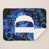 クリエイティブブルーモノグラム シェルパブランケット (正面(横))