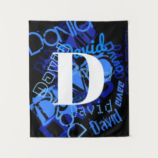 クリエイティブブルーモノグラム タペストリー