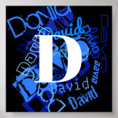 クリエイティブブルーモノグラム ポスター (正面)