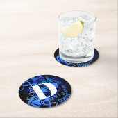 クリエイティブブルーモノグラム ラウンドペーパーコースター (インサイチュ)