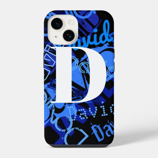 クリエイティブブルーモノグラム iPhoneケース (裏面)