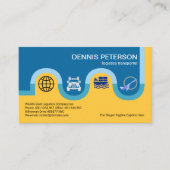 クリエイティブブルーロジスティックスロードマップの輸送アイコン 名刺 (正面)