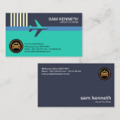 クリエイティブブルー飛行機滑走路空港タクシー 名刺 (正面/裏面)