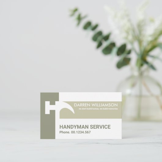 クリエイティブブロックハンマーシルエット請負業者 名刺 (スタンド正面)