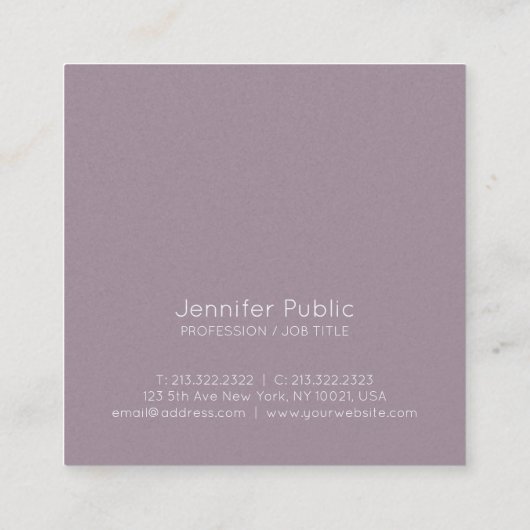 クリエイティブプレエレガントインデザインパールフィニッシュルクセ スクエア名刺 (裏面)