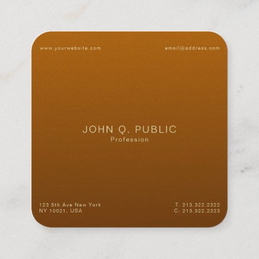 クリエイティブプロフェッショナルエレガントパールフィニッシュラグジュアリー スクエア名刺 (裏面)