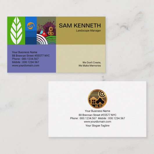 クリエイティブプロフェッショナル造園モチーフ 名刺 (正面/裏面)