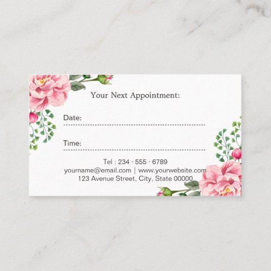 クリエイティブヘアシザータイポグラフィサロンアポイントメント 予約カード (裏面)