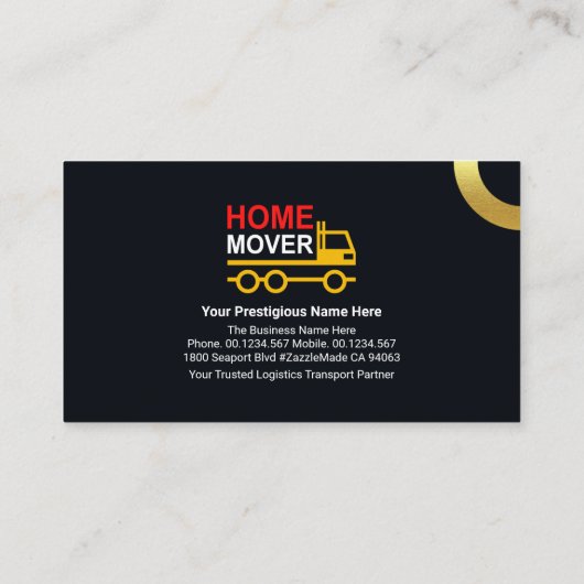 クリエイティブホーム引越し業者トラックシティシルエット 名刺 (裏面)