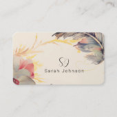 クリエイティブボヘミアフローラ&フェザー付モノグラム 名刺 (正面)