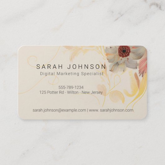 クリエイティブボヘミアフローラ&フェザー付モノグラム 名刺 (裏面)