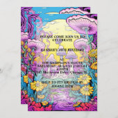 クリエイティブマッシュルームフォレストプリント誕生日パーティー 招待状 (正面/裏面)