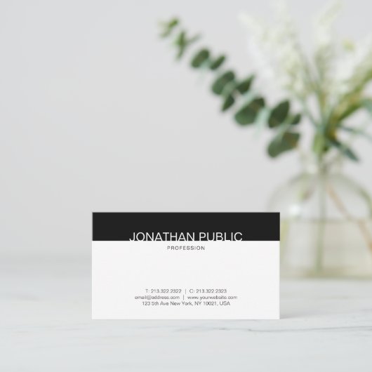 クリエイティブミニマリスト白黒トレンディー平野 名刺 (スタンド正面)