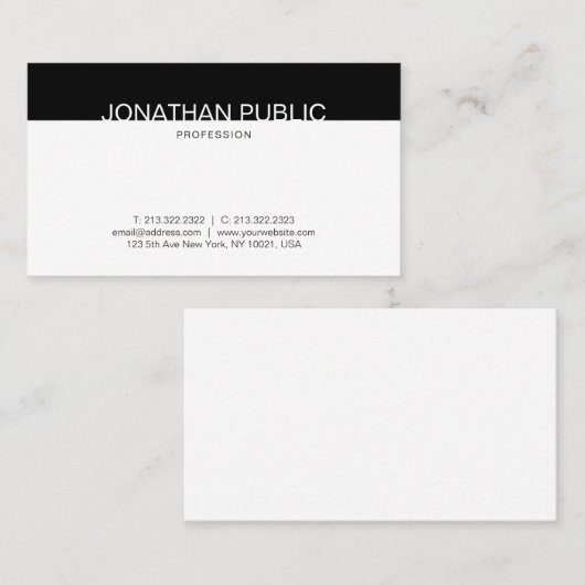 クリエイティブミニマリスト白黒トレンディー平野 名刺 (正面/裏面)