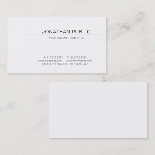 クリエイティブミニマルエレガントデザイン白モダン 名刺 (正面/裏面)