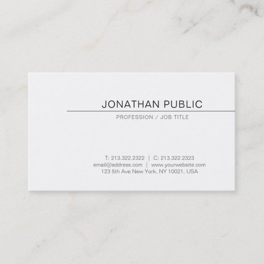 クリエイティブミニマルエレガントデザイン白モダン 名刺 (正面)