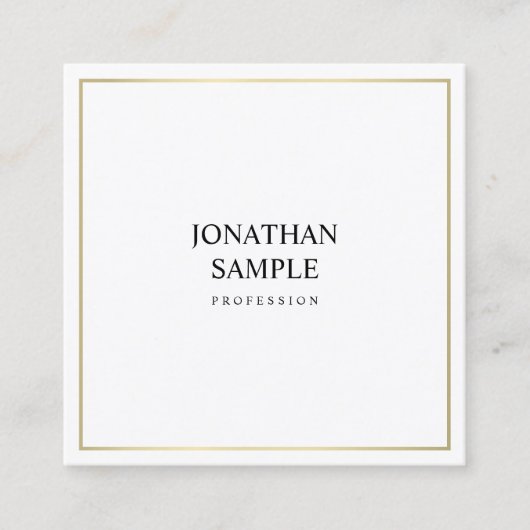 クリエイティブミニマルデザインスタイリッシュ金ゴールドトレンディー スクエア名刺 (正面)