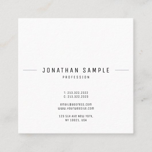 クリエイティブミニマルデザイントレンディーテンプレート モダン スクエア名刺 (正面)