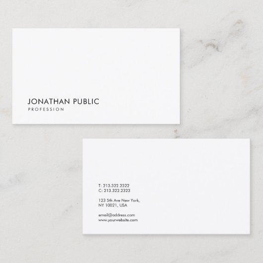 クリエイティブミニマルデザインホワイトモダンテンプレート 名刺 (正面/裏面)