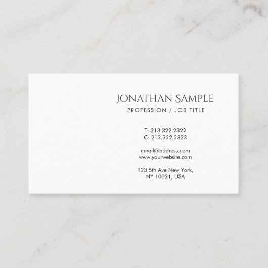 クリエイティブミニマルデザインモダントレンディープレーン 名刺 (正面)