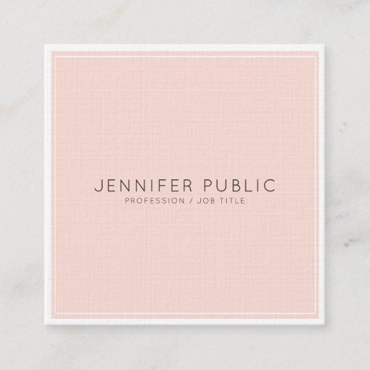 クリエイティブミニマルモノグラムトレンディーピンクラグジュアリー スクエア名刺 (正面)
