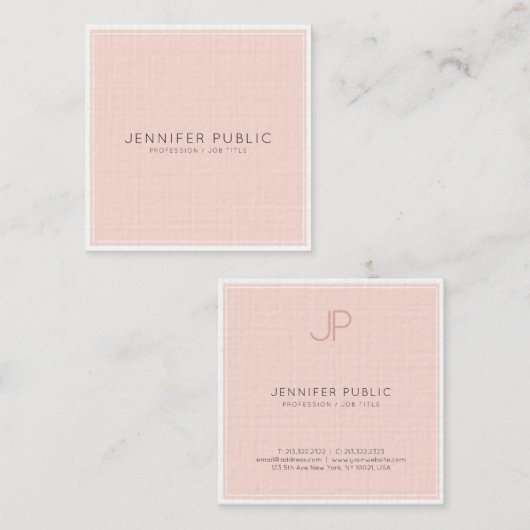 クリエイティブミニマルモノグラムトレンディーピンクラグジュアリー スクエア名刺 (正面/裏面)