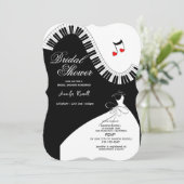 クリエイティブミュージシャンピアノ鍵ブライダルシャワー 招待状 (スタンド正面)