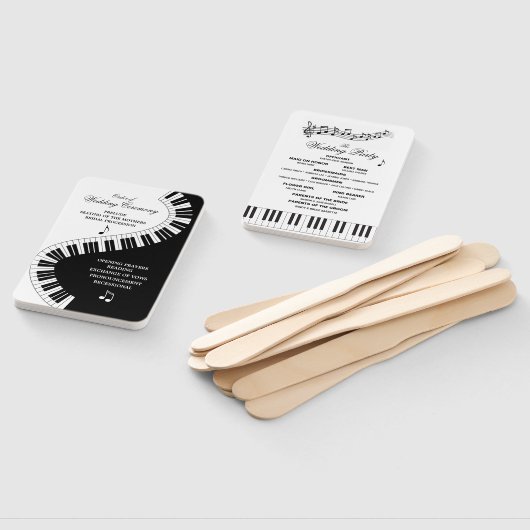クリエイティブミュージシャンピアノ鍵結婚式 プログラム ハンドファン (組立なし)