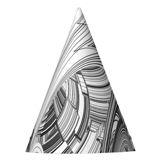 クリエイティブモダンアートブラック&ホワイト パーティーハット (正面)