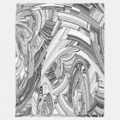 クリエイティブモダンアートブラック&ホワイト フリースブランケット (正面)