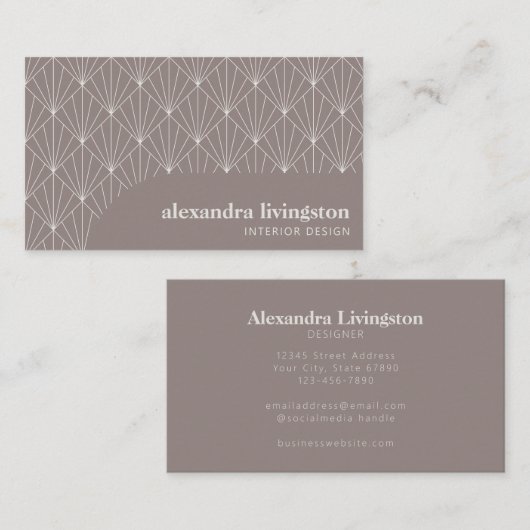 クリエイティブモダンアールデコタウペブラウンプロフェッショナル 名刺 (正面/裏面)