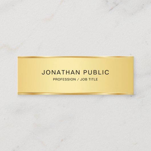 クリエイティブモダンエレガント金ゴールドルックシンプルテンプレート スキニー名刺 (正面)