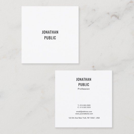クリエイティブモダンクリーンテンプレートトレンディープロフェッショナル スクエア名刺 (正面/裏面)