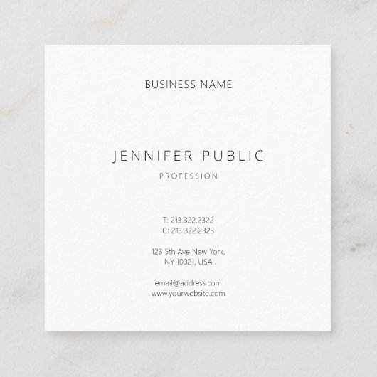 クリエイティブモダンシンプルプロフェッショナルプレーン スクエア名刺 (裏面)