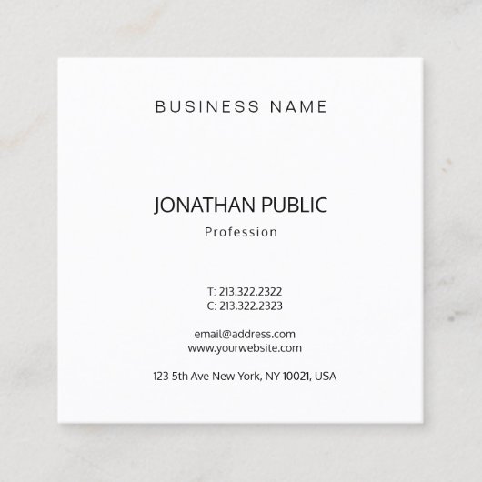 クリエイティブモダンテンプレートプロフェッショナルトレンディールクセ スクエア名刺 (正面)