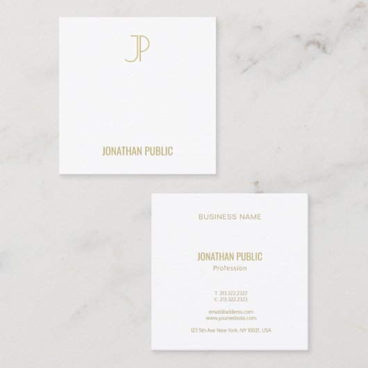 クリエイティブモダンテンプレートモノグラムの金ゴールド スクエア名刺 (正面/裏面)