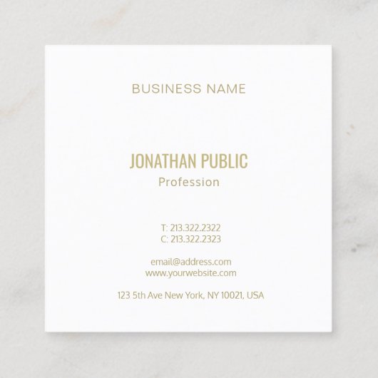 クリエイティブモダンテンプレートモノグラムの金ゴールド スクエア名刺 (裏面)