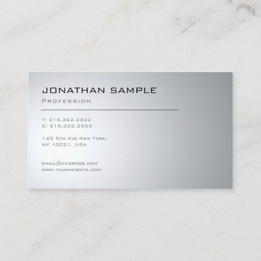 クリエイティブモダンデザインプお洒落ラントレンディー銀 名刺 (裏面)