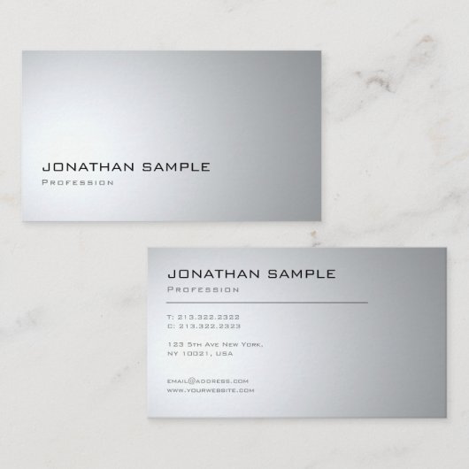 クリエイティブモダンデザインプお洒落ラントレンディー銀 名刺 (正面/裏面)