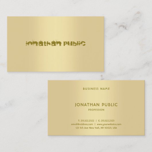 クリエイティブモダンフェイク金ゴールドテンプレートエレガントトップ 名刺 (正面/裏面)