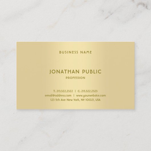 クリエイティブモダンフェイク金ゴールドテンプレートエレガントトップ 名刺 (裏面)