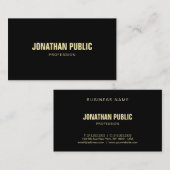 クリエイティブモダンブラック金ゴールド洗練プレーントップ 名刺 (正面/裏面)